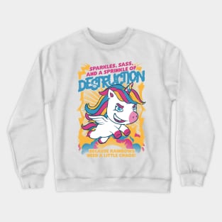 Unicorn Rainbows Destruction - Cute Funny Gift Crewneck Sweatshirt